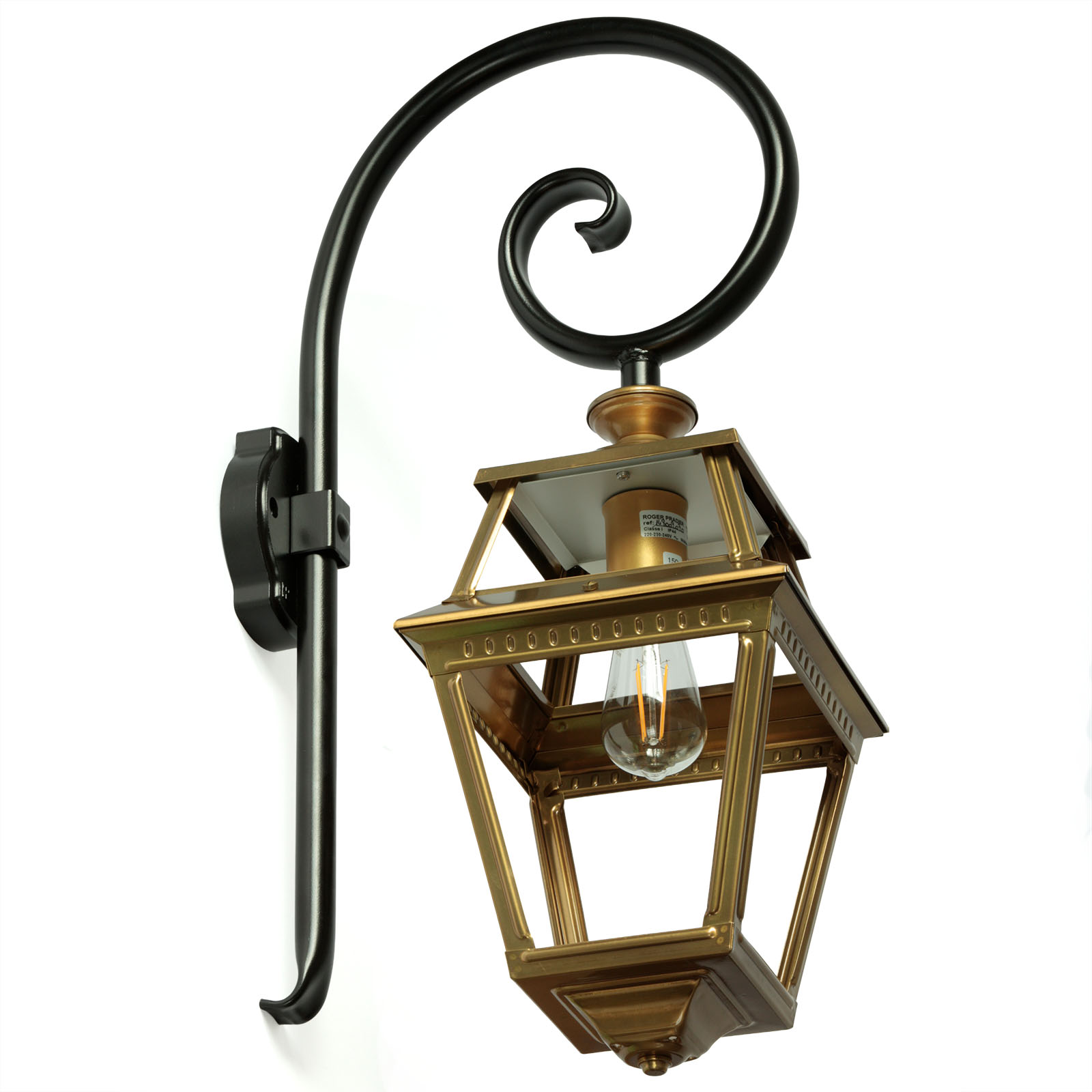 Historical Wall Light Place des Vosges 2 with Crozier: Messing roh