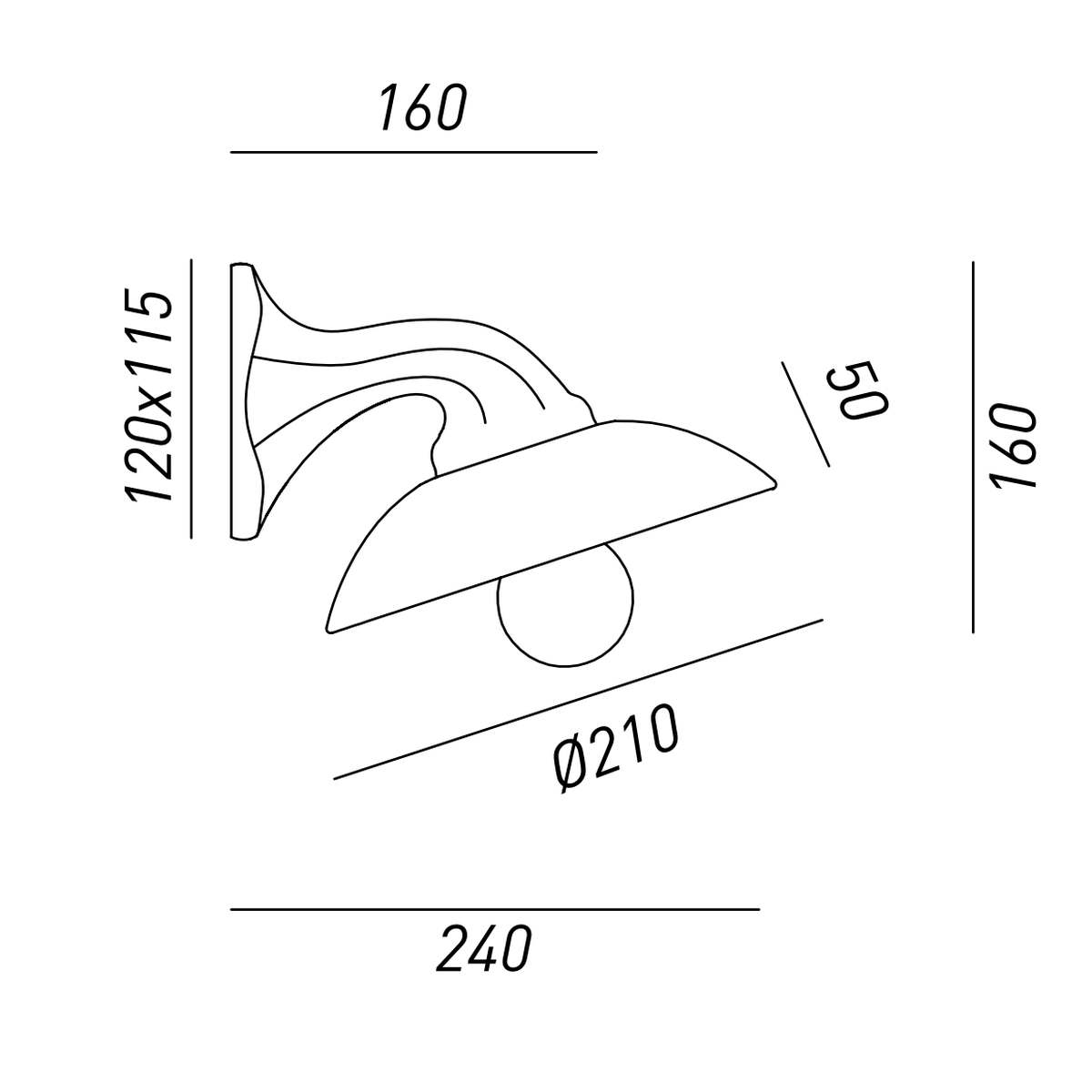 Bild 6: Abmessungen Modell 1 Kleine Landhaus-Wandleuchte aus Keramik I Girasoli: Abmessungen Modell 1