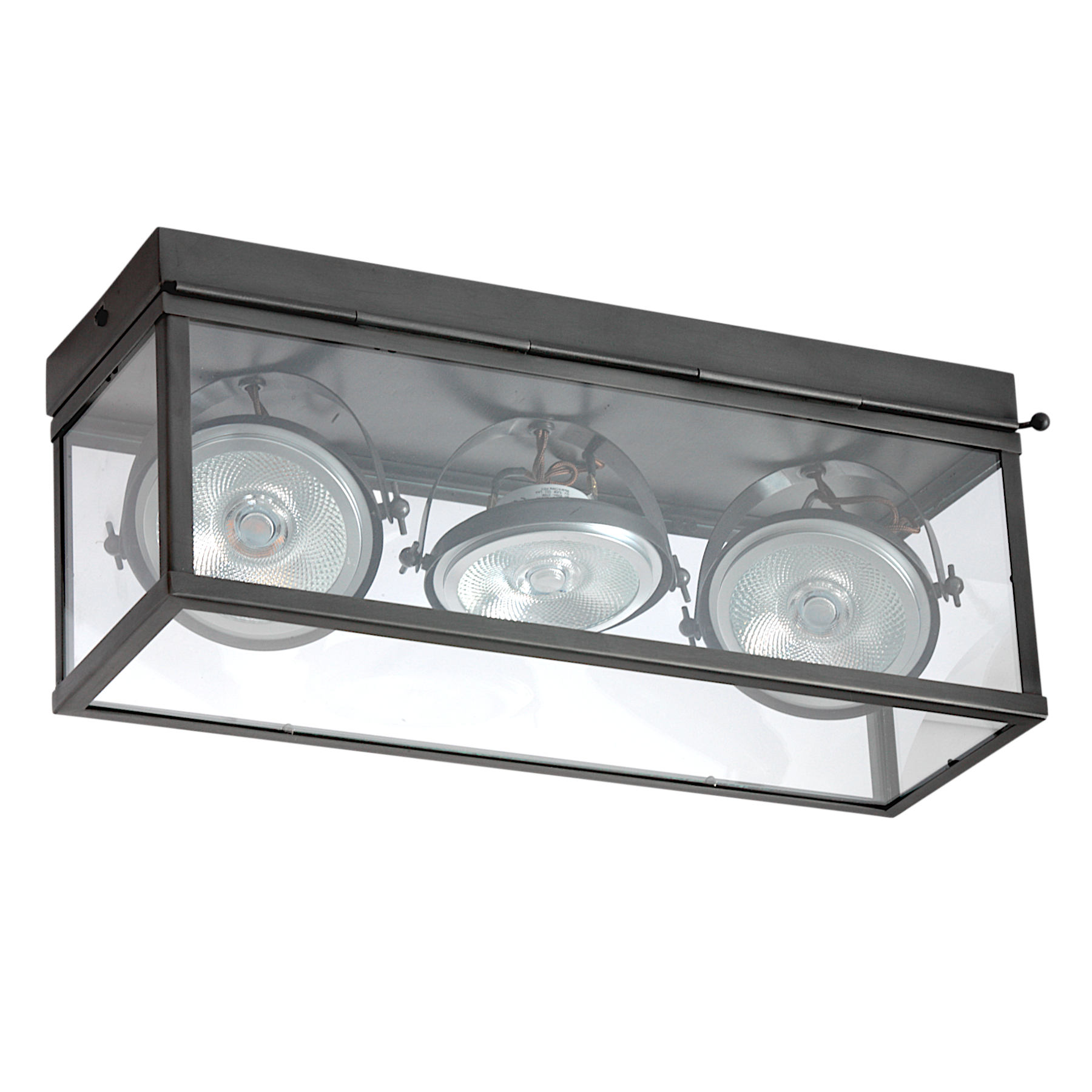 Zwei- oder dreiflammige Strahler-Deckenleuchte mit Klarglasscheiben Vitrine 2L.3L