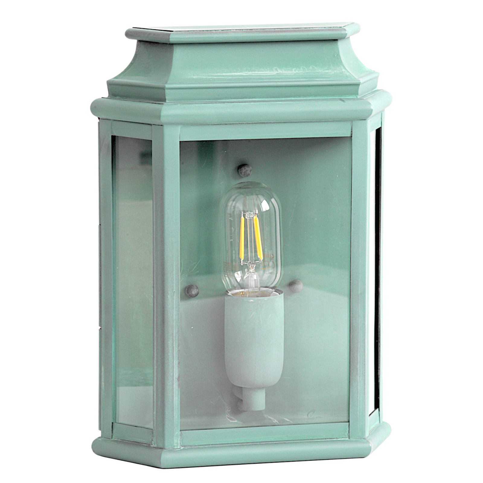 Small Outdoor Wall Light Made of Brass in Verdigris