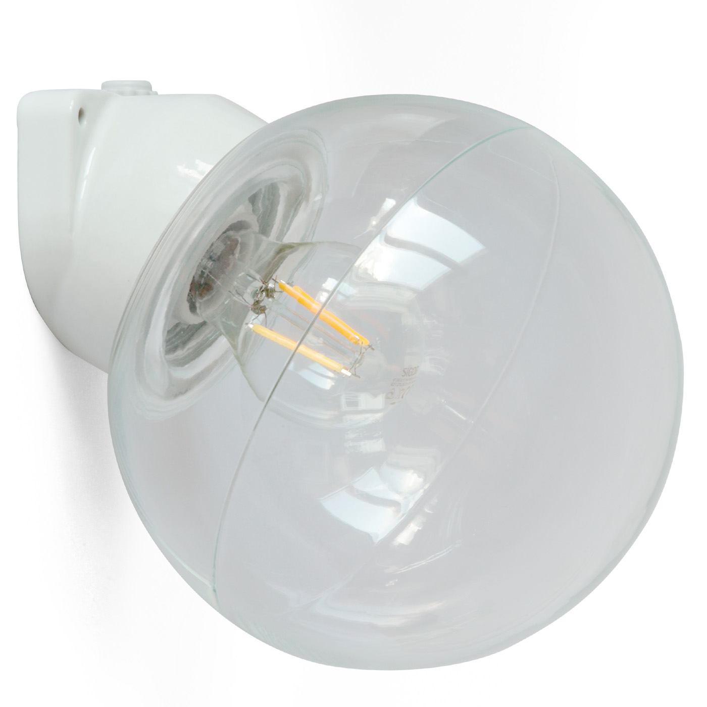 Wall Light with Porcelain Socket and Clear Globe Wall Light with Porcelain Socket and Clear Globe