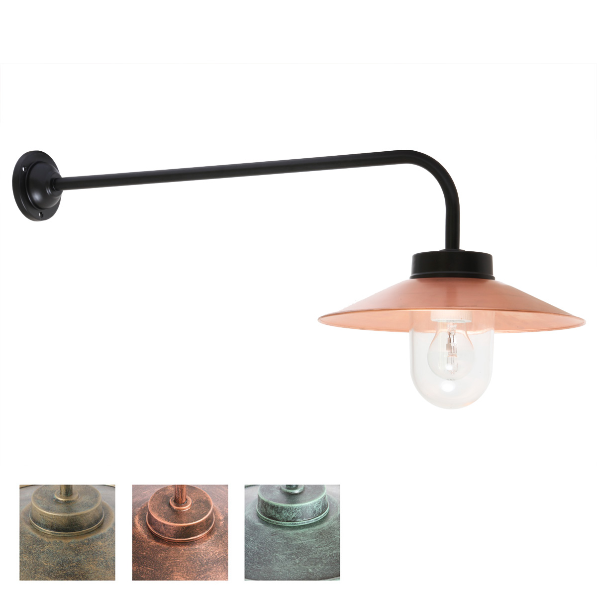 Long Courtyard Lamp With Copper Shade 38-90 BCU L/XL