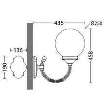 Globe Wall Light on Bow Arm: Die Abmessungen der Leuchte