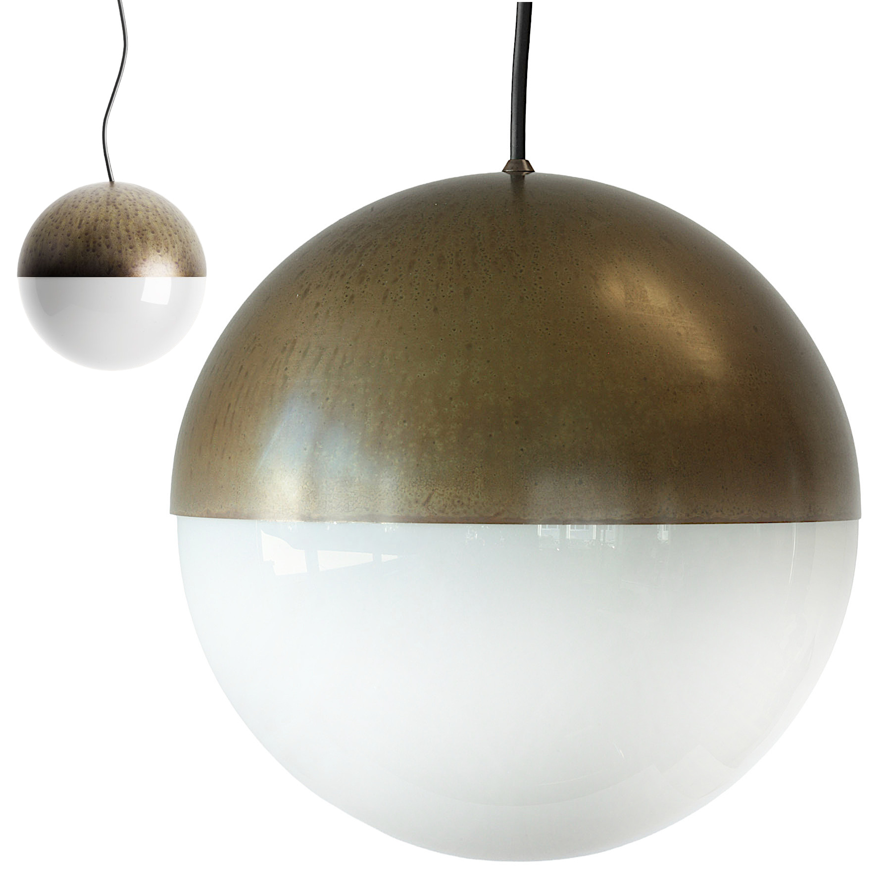 Elegant Italian Globe Pendant Light for Outdoors Sfera in Copper and Brass, IP65