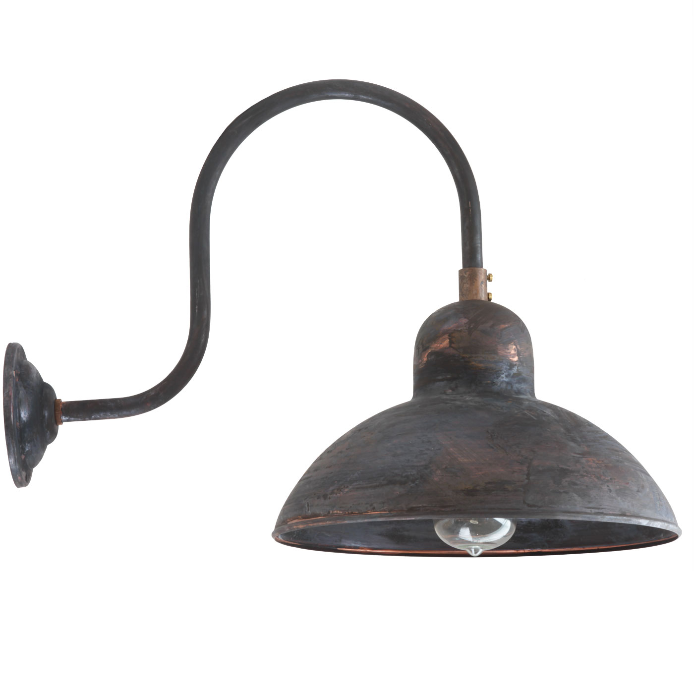 Fig. 1: Aged Copper (Patina) Bauhaus Design Exterior Wall Lamp Solingen RO 1600: Aged Copper (Patina)