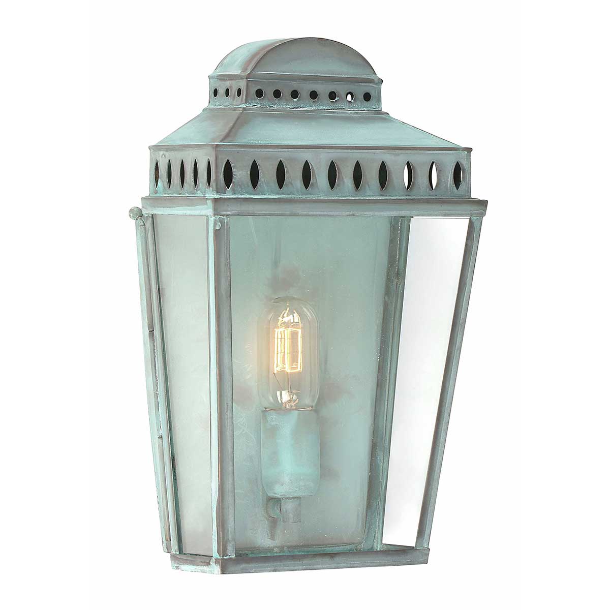 Klassische Außenwandleuchte aus massivem Messing in Verdigris
