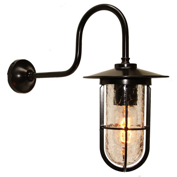 Irische Lampe für Außen mit vergittertem Glas Habo: Irische Leuchte für Außen mit vergittertem Glas Habo, Schwarz (bitte anfragen), craqueliertes Glas
