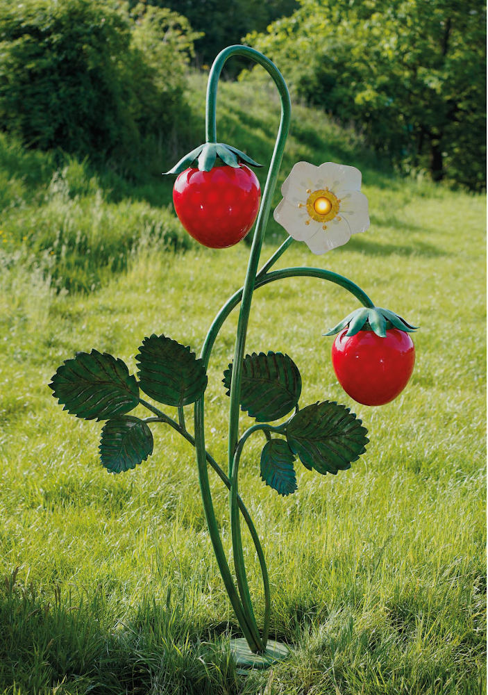 Kunstvolle Gartenleuchte (Höhe 2,70 m) in Form einer Erdbeerpflanze AL 6893