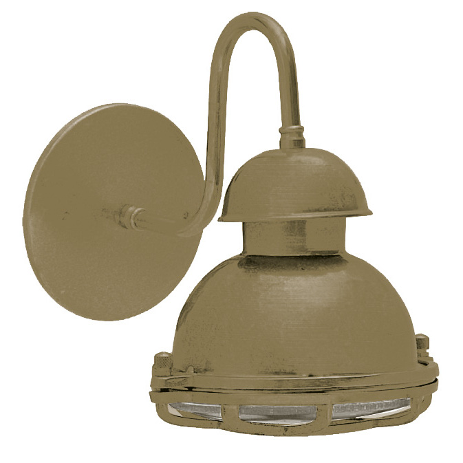 Weatherproof brass wall light N° 56 with swan neck bracket