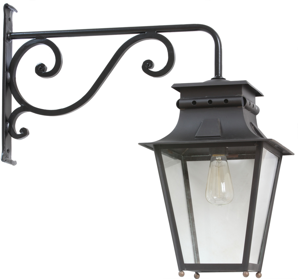 Bild 11: Exklusive Wandlaterne Megève GM mit Wandarm aus Schmiedeeisen, mittleres Modell, langer Wandarm, Zink patiniert Große Außenleuchte Megève TGM mit Arm aus Schmiedeeisen: Exklusive Wandlaterne Megève GM mit Wandarm aus Schmiedeeisen, mittleres Modell, langer Wandarm, Zink patiniert