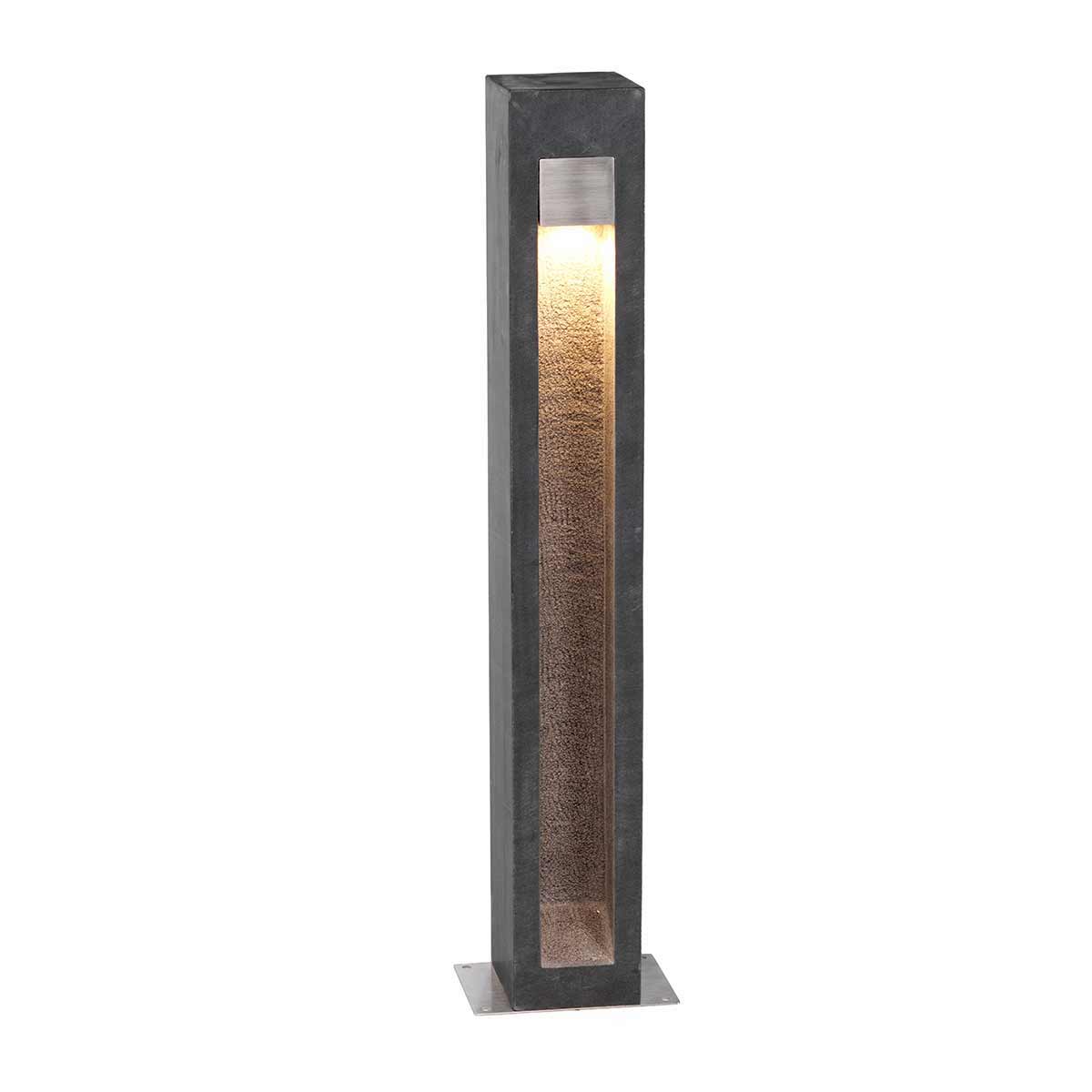 Schlanke Wegeleuchte aus Basaltstein, 70 cm