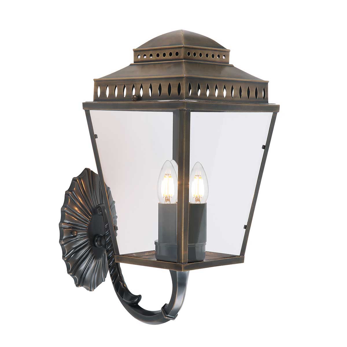 Large Brass Outdoor Wall Light with Aged Bronze Finish