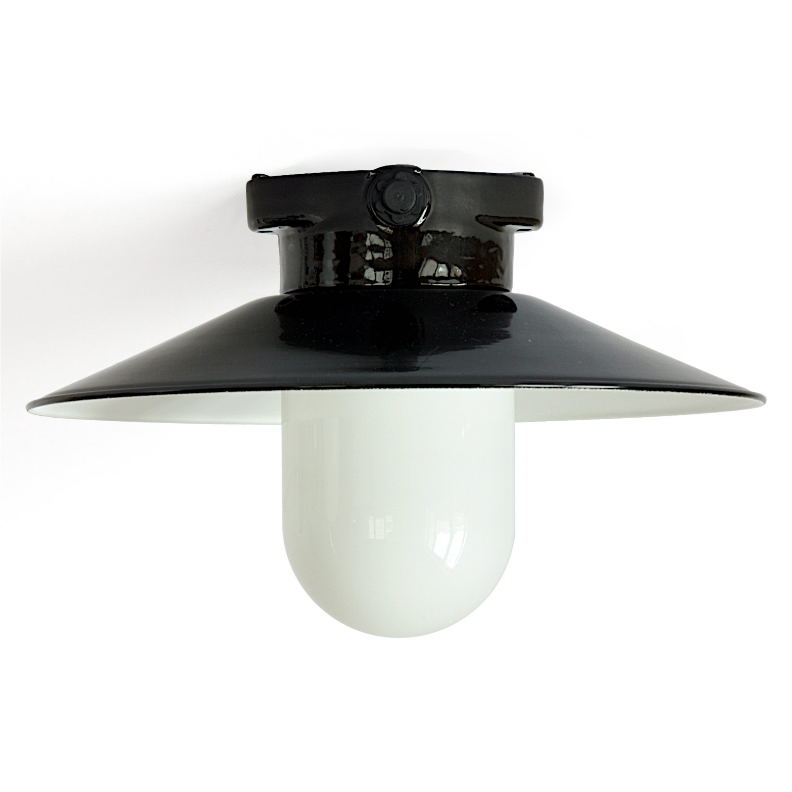 Schwarze Keramik-Deckenleuchte mit Aluminiumschirm Schwarze Keramik-Deckenleuchte mit Aluminiumschirm