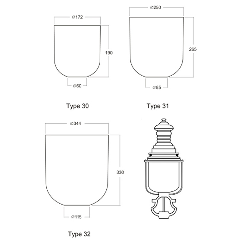 Cylindrical Glasses for Hamburg Lanterns