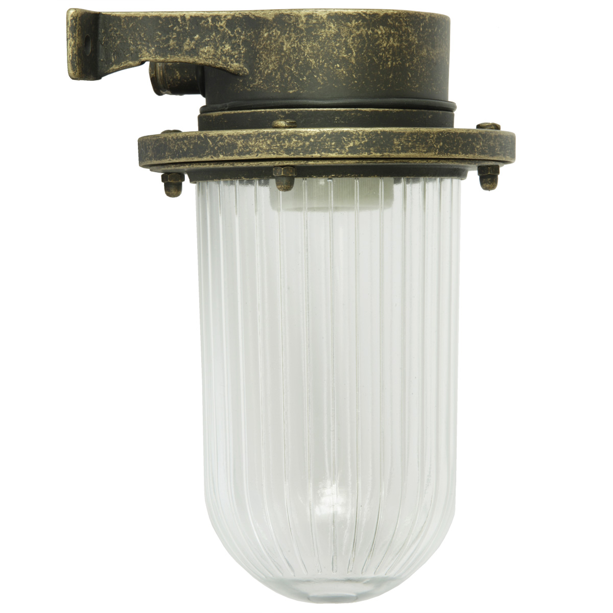 Maritime outdoor brass wall light N° 15A with cup-shaped glass