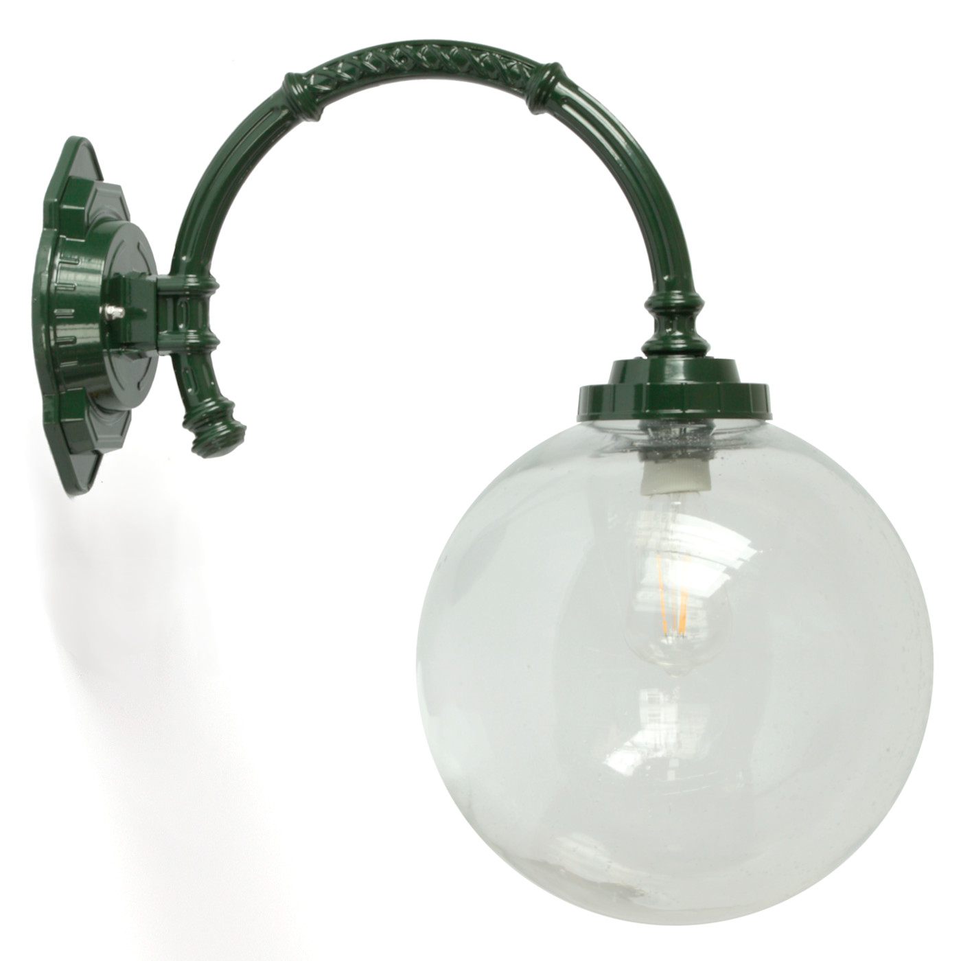 Wall light for outdoors with glass ball