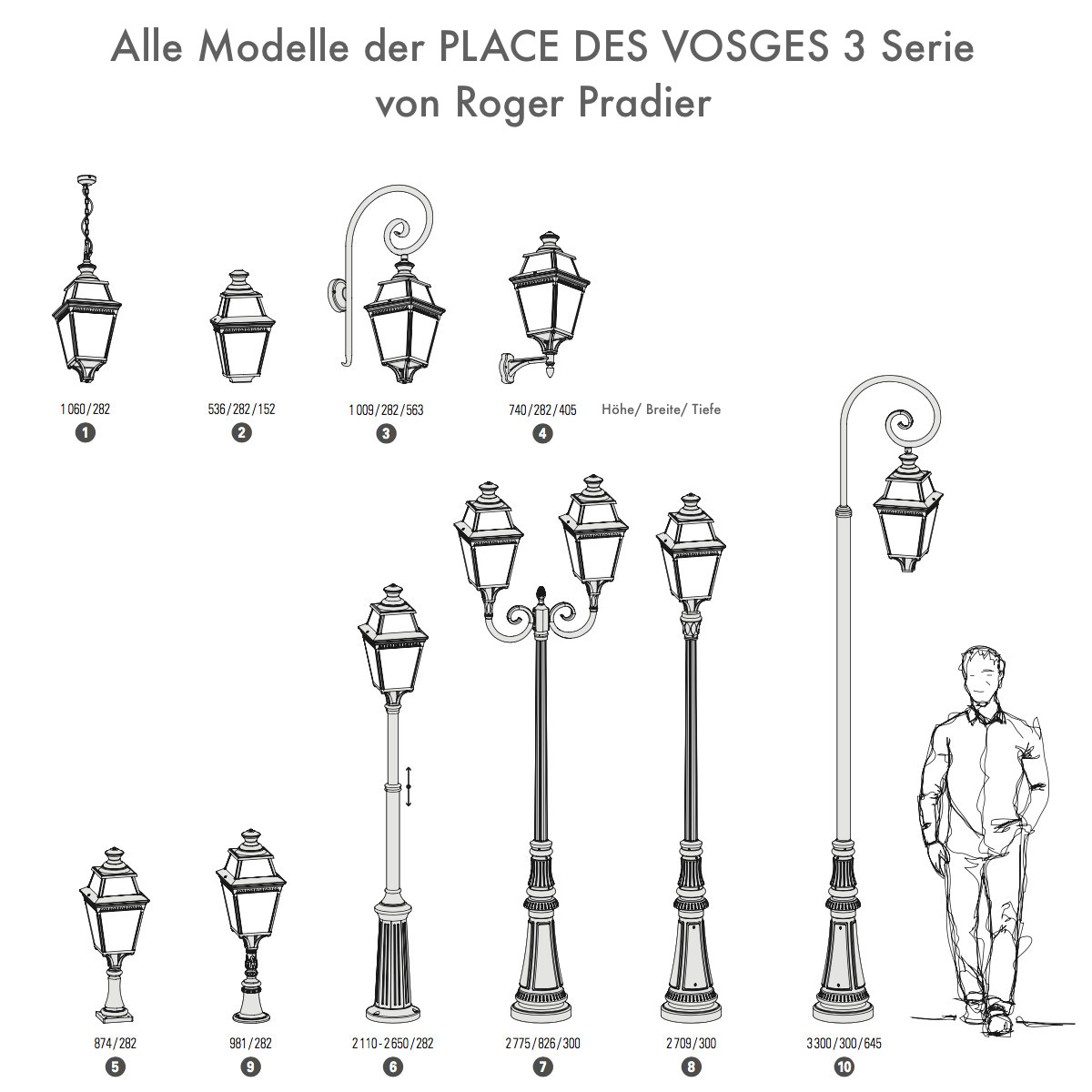 Bild 8: Die Modellreihe Place des Vosges 3 von Roger Pradier Französische Halblaterne Place des Vosges 3: Die Modellreihe Place des Vosges 3 von Roger Pradier