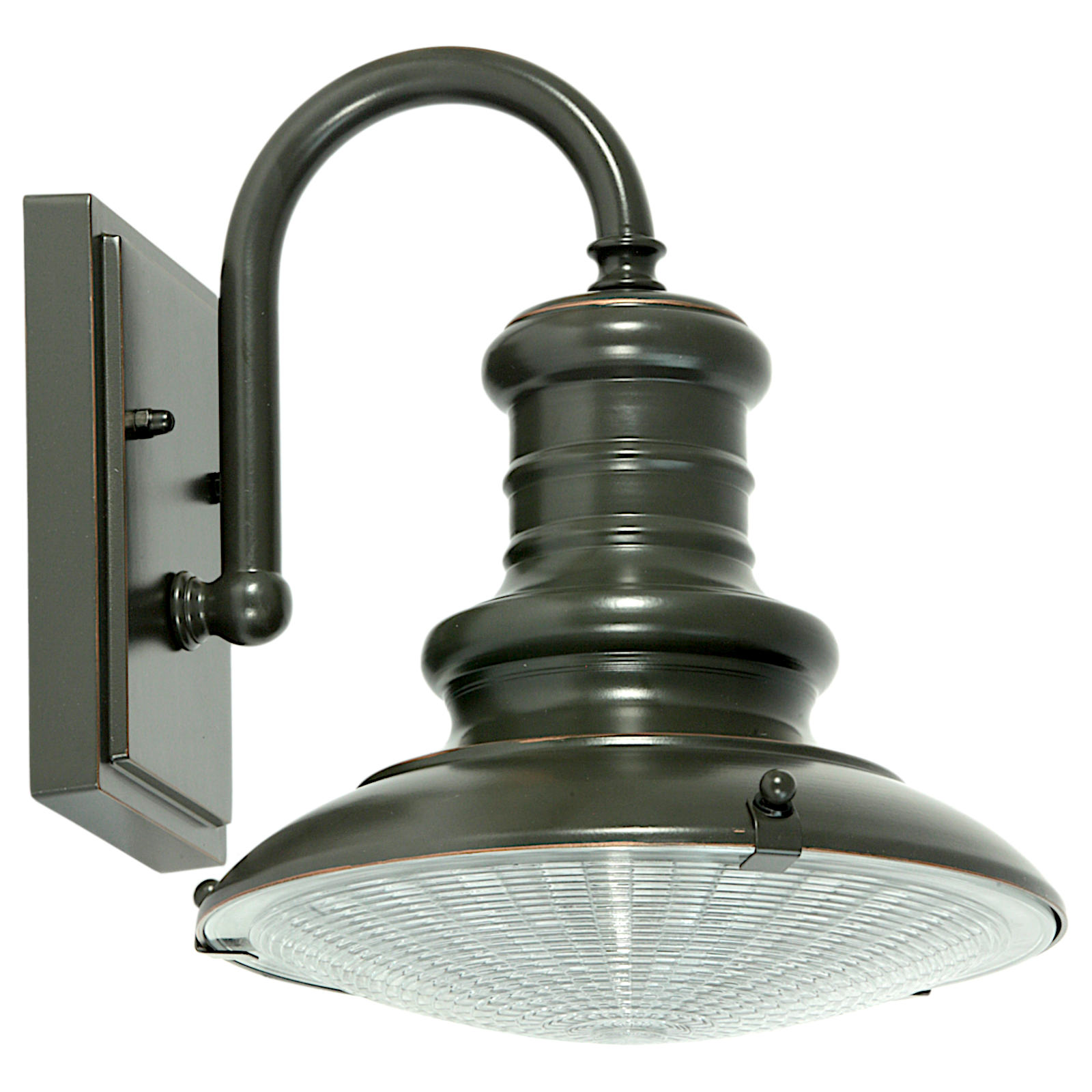 Kleine bronze-schwarze Außenwandleuchte mit Prisma-Diffusor, 24 cm