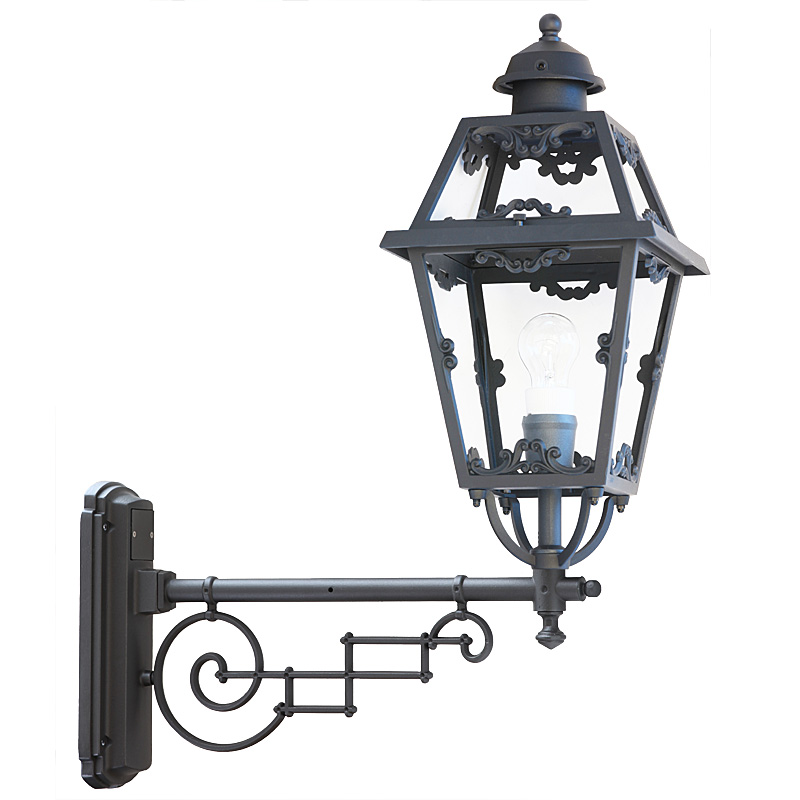 Large Wall Lantern with Art Nouveau Decorative Arm