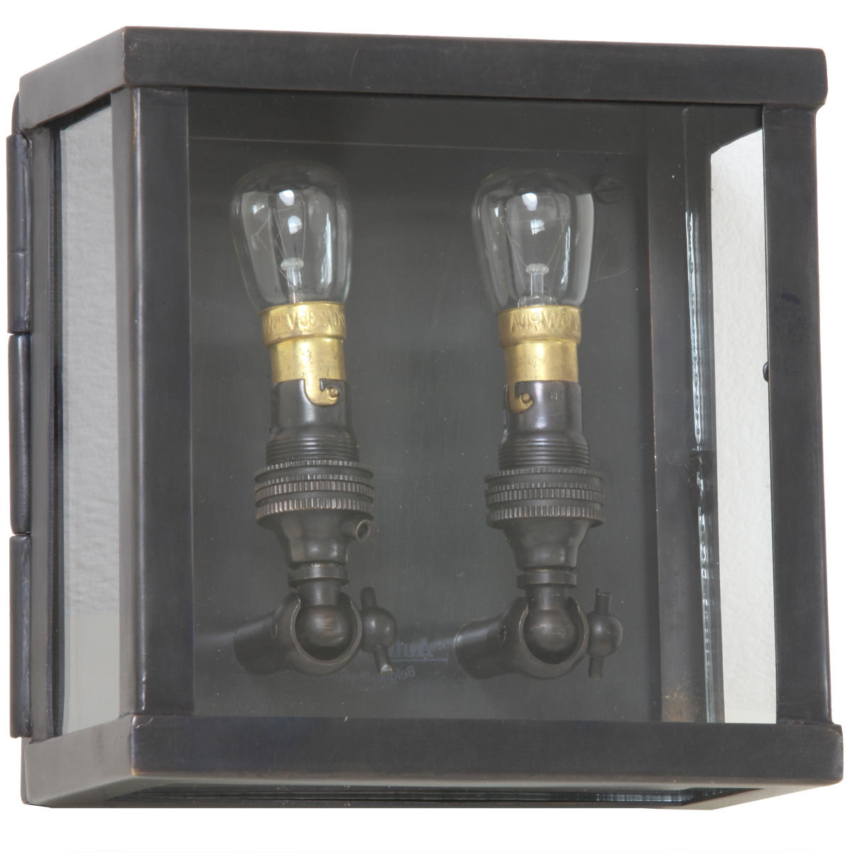 Bild 2: Kleine Messing-Wandleuchte Vitrine petit, Bronze dunkel Zweiflammige Messing-Wandleuchte Vitrine petit: Kleine Messing-Wandleuchte Vitrine petit, Bronze dunkel