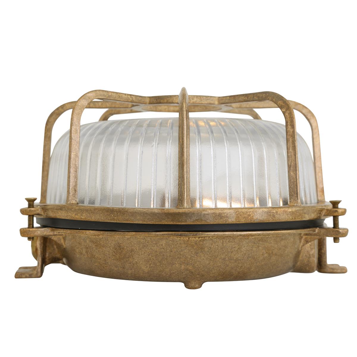 Bild 4: Messing Natur Marine-Wand- oder Deckenlampe mit vergittertem Glas Pado: Messing Natur