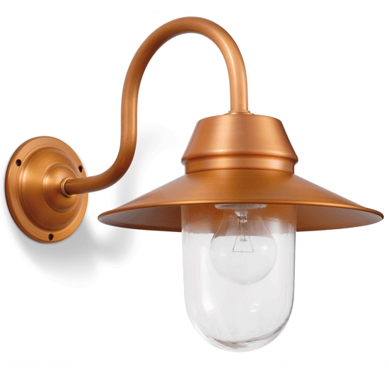 Bild 8: Kupfer glänzend, klares Glas Landhaus-Außenwandleuchte Bremen Kupfer Patina RO 1500: Kupfer glänzend, klares Glas
