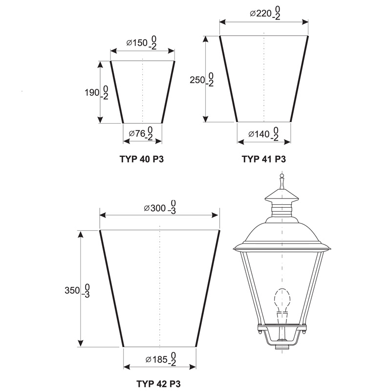 Cylindrical Glasses for Lower Rhine Lanterns