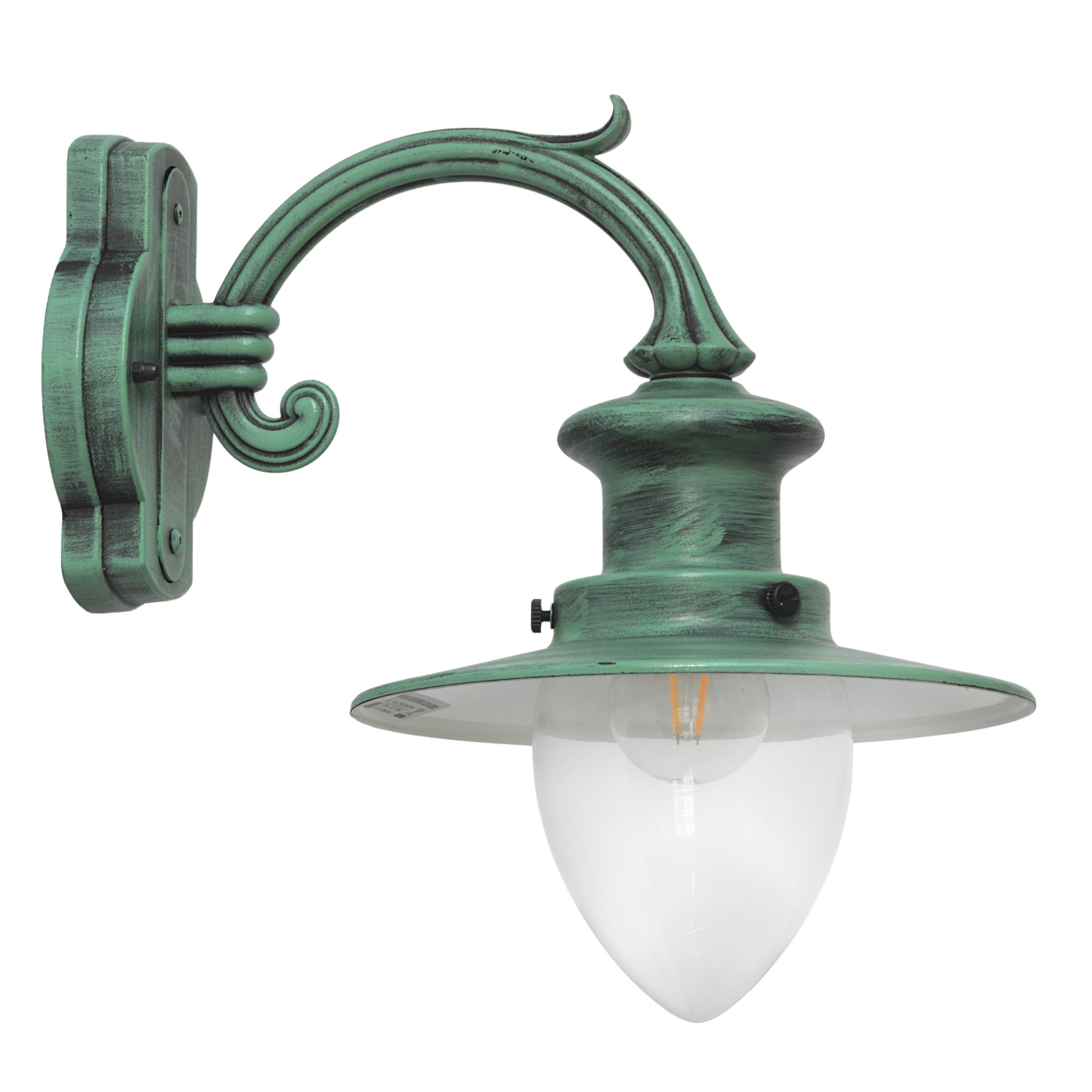 Fabrik-Schirmwandlampe für Außen mit Echtglas-Spitzzylinder