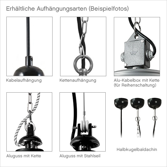 Hängeleuchte aus Aluminium Kehl mit Halbkugelschirm, Bild 6 Hängeleuchte aus Aluminium Kehl mit Halbkugelschirm, Bild 6