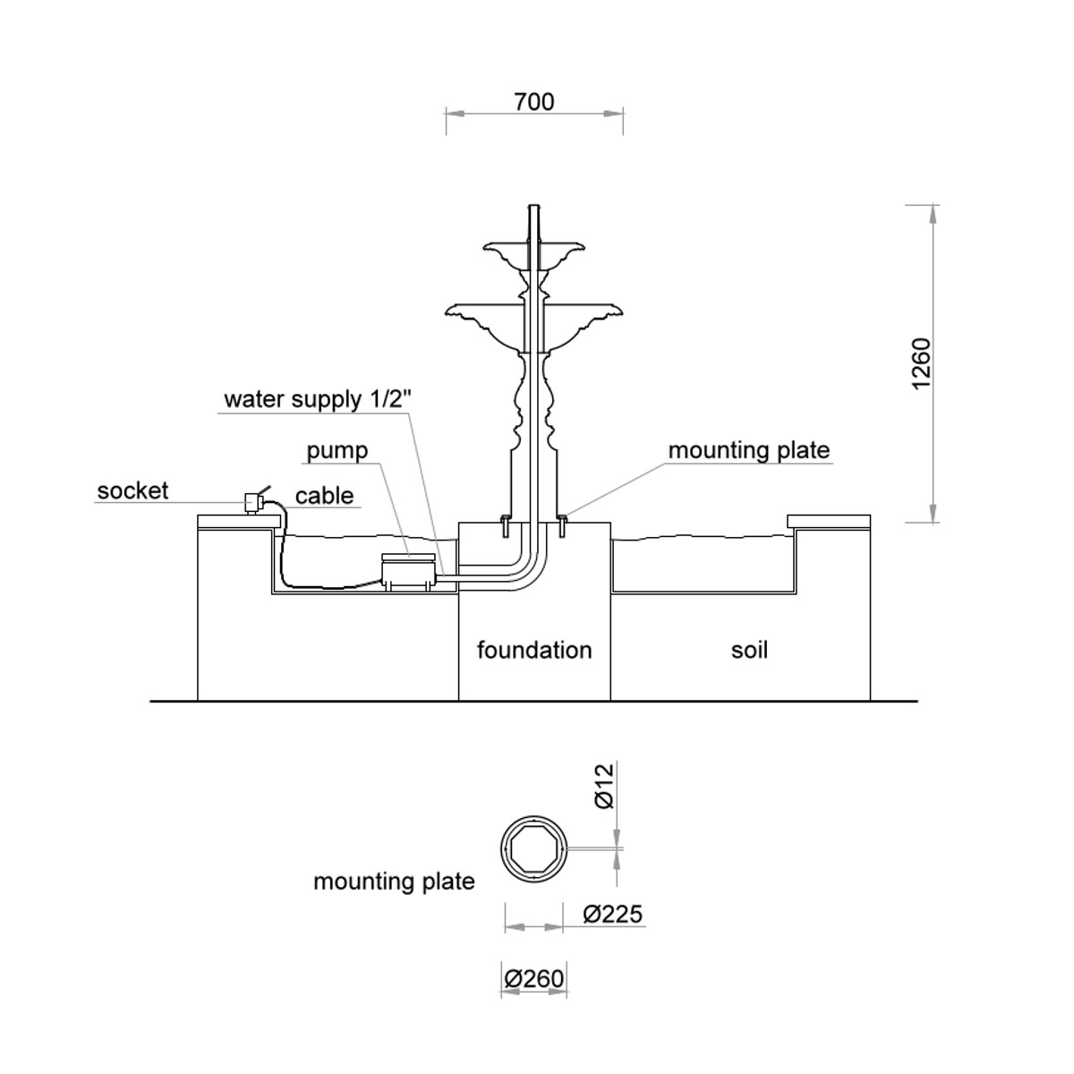 Springbrunnen aus Aluminiumguss und Stahl B 8602, Bild 3 Springbrunnen aus Aluminiumguss und Stahl B 8602, Bild 3