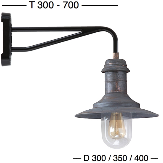 Bild 3: Maritime Wandleuchte Ulm W340 mit Zylinderglas, Schirm in Kupfer patiniert Maritime Wandleuchte Ulm W340 mit Zylinderglas: Maritime Wandleuchte Ulm W340 mit Zylinderglas, Schirm in Kupfer patiniert