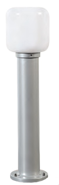 Sockelleuchte mit PMMA-Zylinder: Hier silberfarben lackiert: Sockelleuchte mit PMMA-Zylinder, 730 mm Höhe