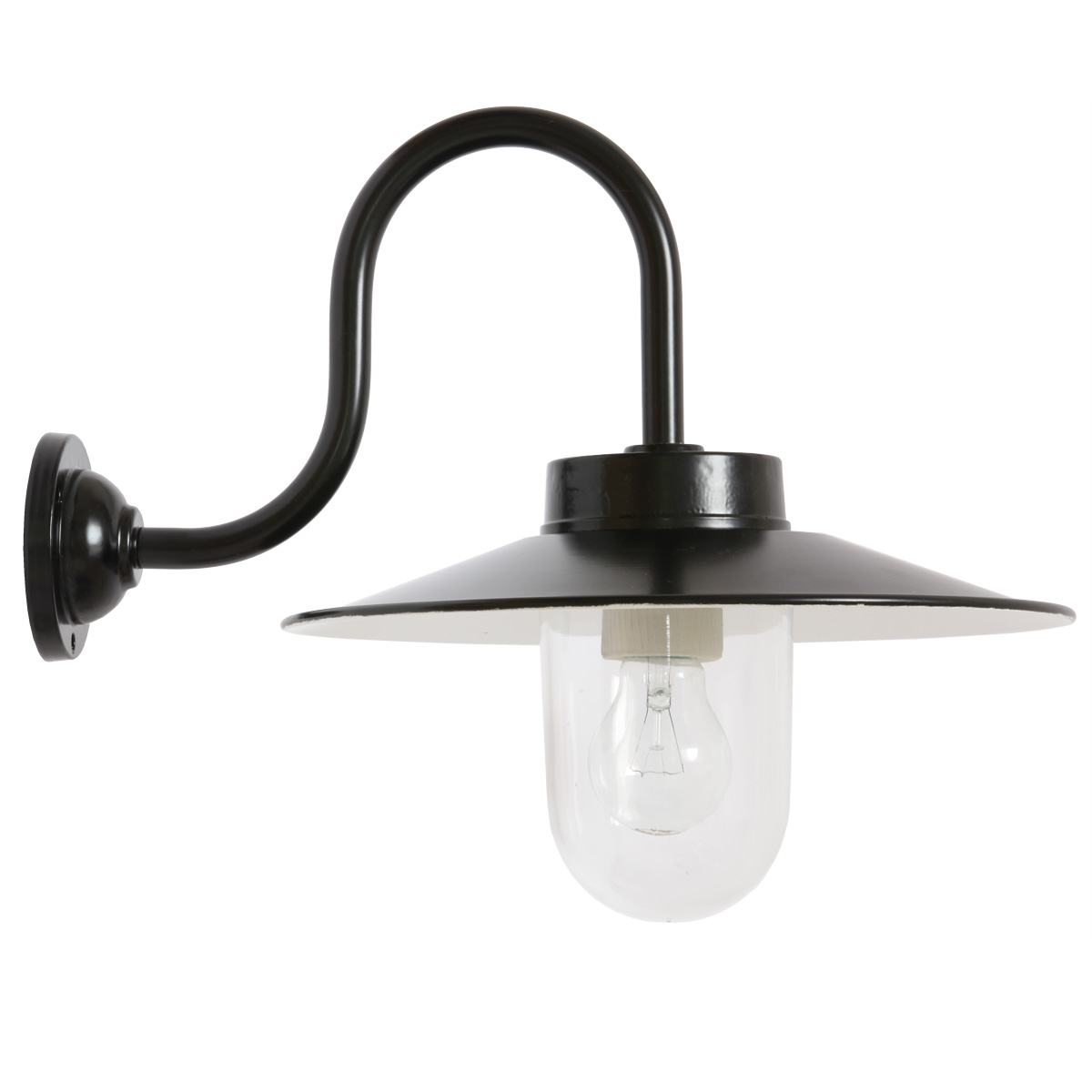 Bild 6: Außenlampe aus Aluminium mit klarem Zylinderglas Klassische Wandleuchte für außen mit Bogenarm 38 S: Außenlampe aus Aluminium mit klarem Zylinderglas