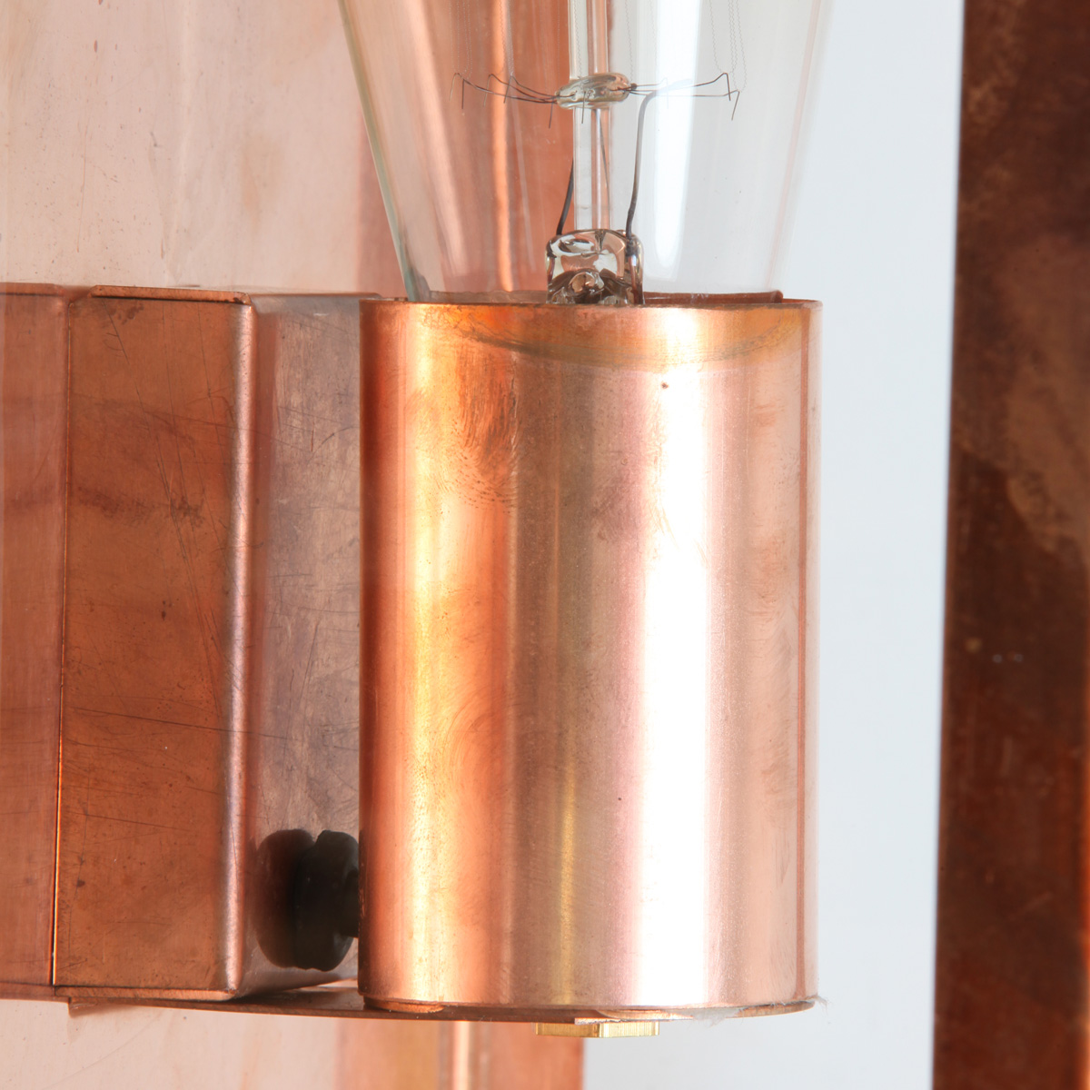 Bild 6: Messingumhüllte Fassung, Kupfer natur unbehandelt Flache Außen-Wandleuchte aus Kupfer Fürth: Messingumhüllte Fassung, Kupfer natur unbehandelt