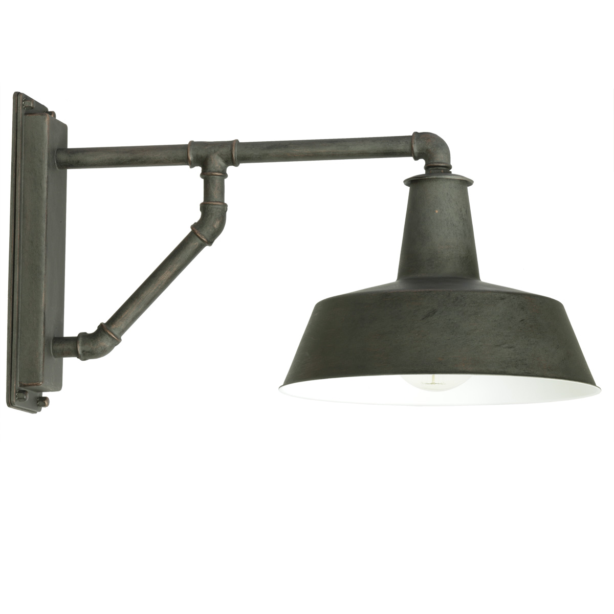 Schmiedeeisen-Stalllampe mit Rohr-Wandarm WL 3638