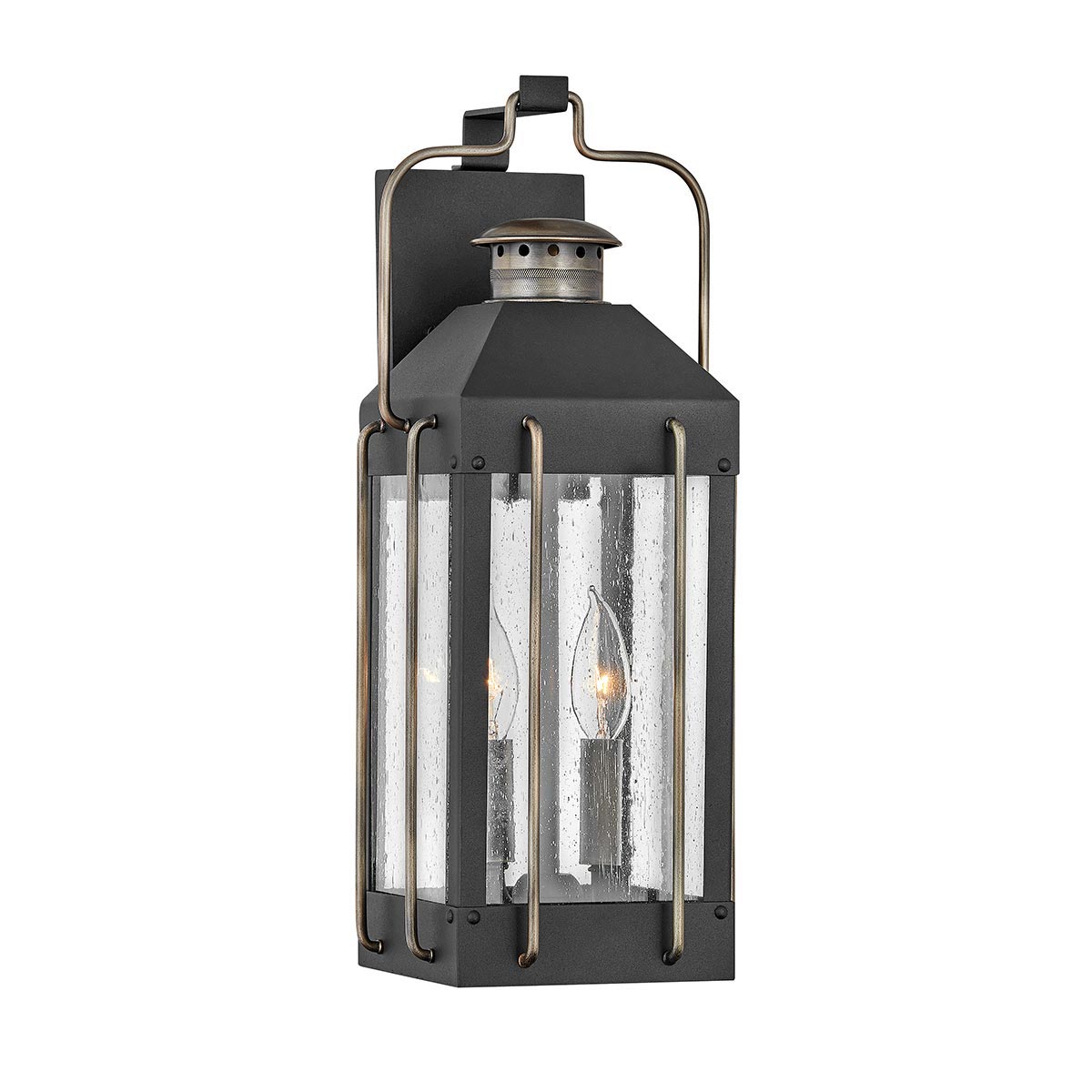 Black Outdoor Lantern With Struts