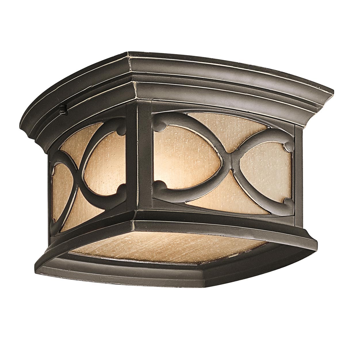 Deckenleuchte in Altbronze-Finish mit bernsteinfarbenem Glas