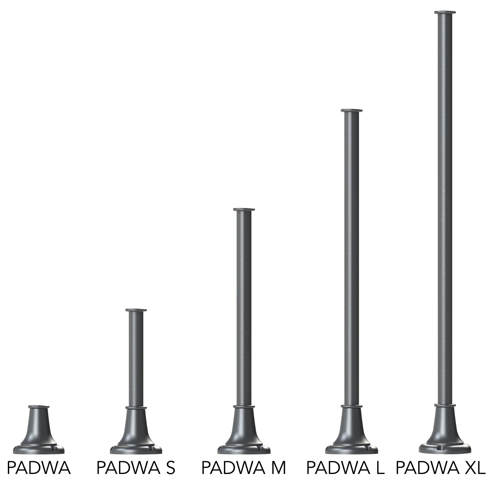 Mastserie PADWA mit rundem Sockel 16,5 / 50 / 83 / 117 / 151 cm