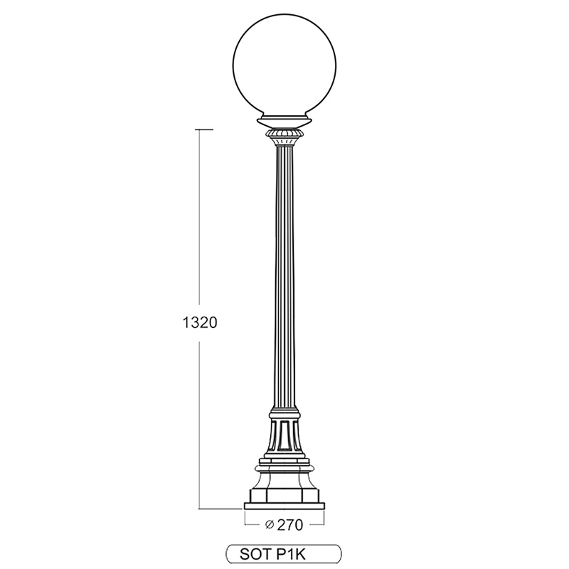 Bild 3: Kleines Modell SOT P1K.02 Standleuchte mit Kugelaufsatz SOT P1K.02: Kleines Modell SOT P1K.02
