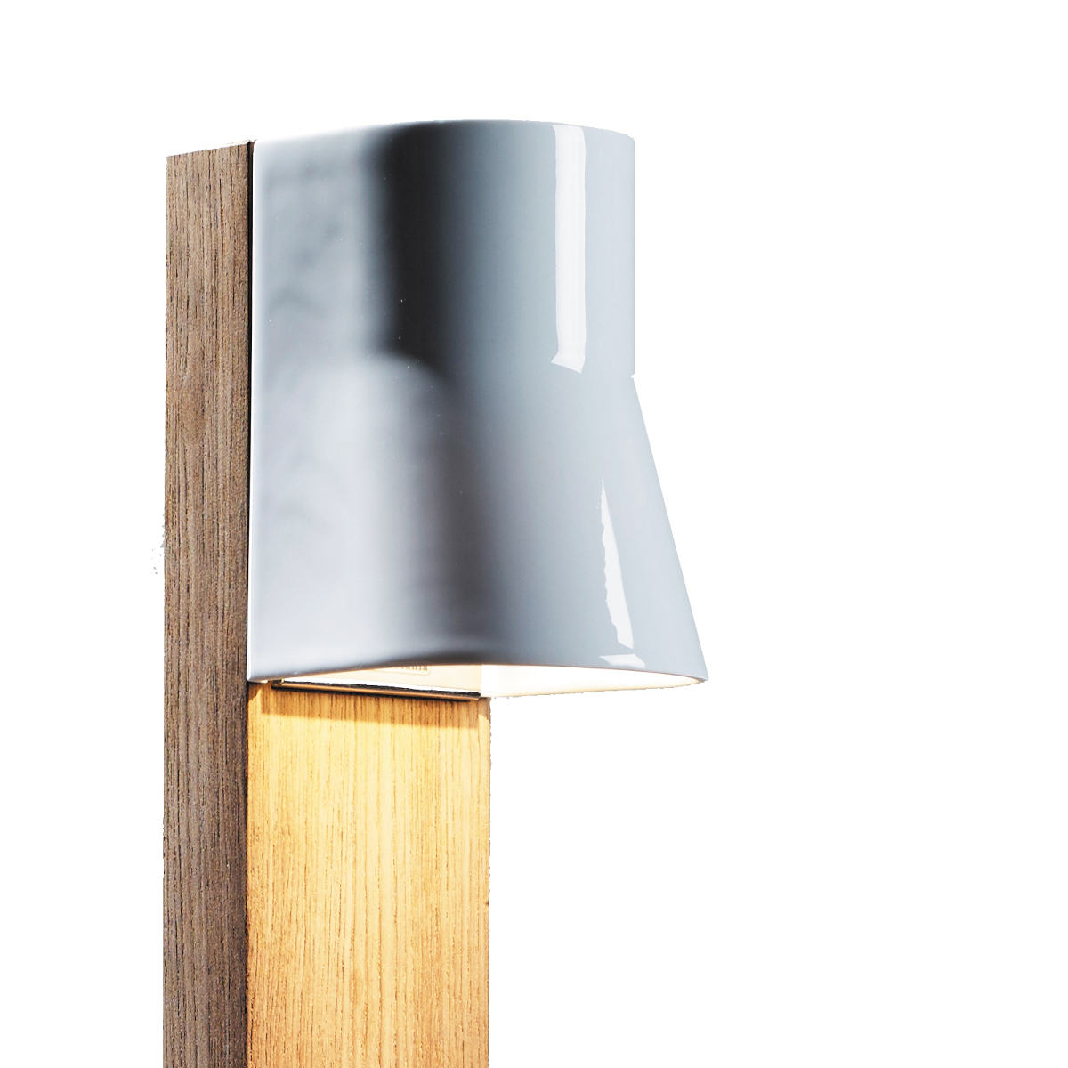 Path light BEACON made of porcelain and teak wood