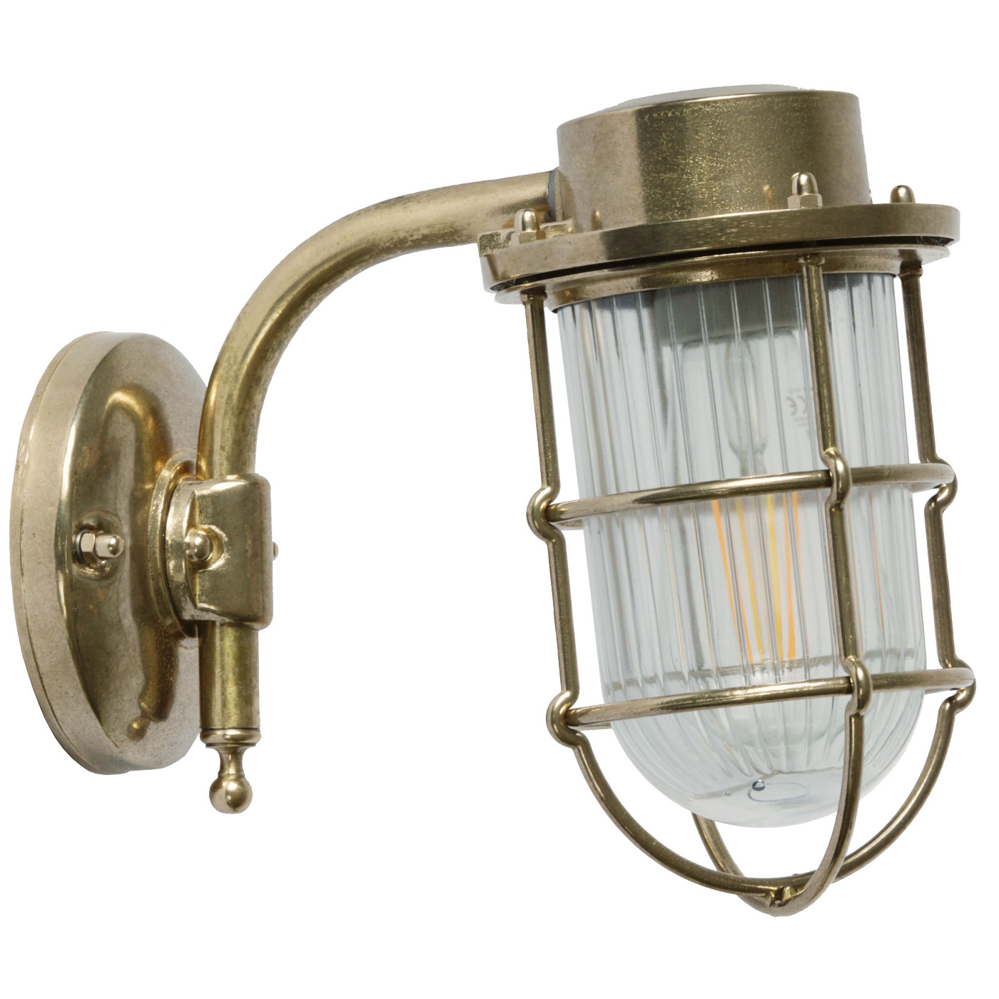 Messing-Wandlampe N° 816 mit Schutzglas am Ausleger