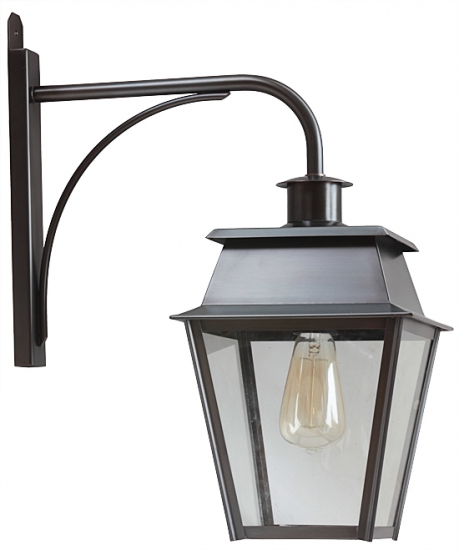 Bild 3: Elegante Wandlaterne Bordeaux mit Messing-Wandarm, Kanoneneisen-Patina Hängende Wandlaterne Bordeaux MM mit Messing-Wandarm: Elegante Wandlaterne Bordeaux mit Messing-Wandarm, Kanoneneisen-Patina