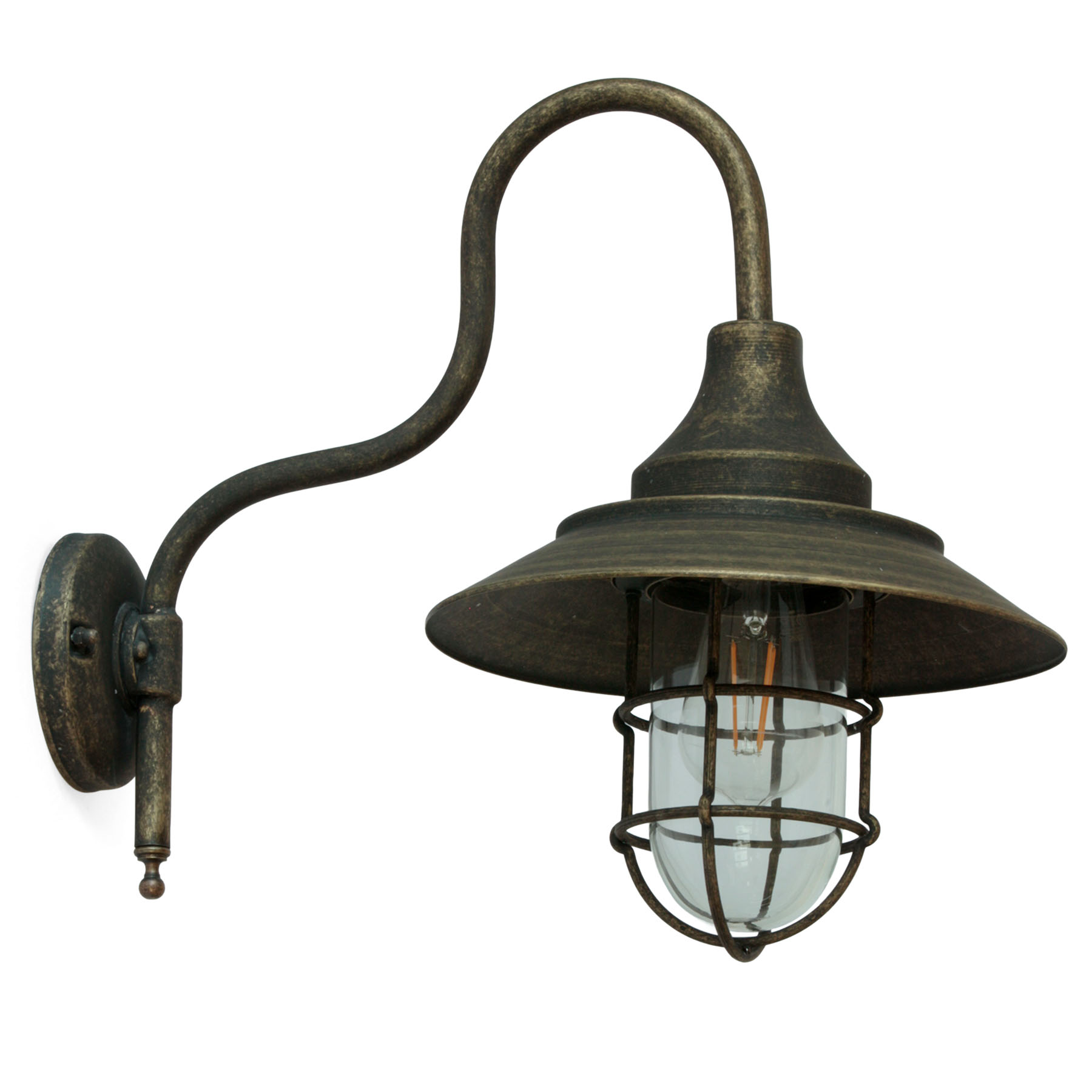 Exclusive brass barn lamp N° 776 with bracket: Messing matt patiniert