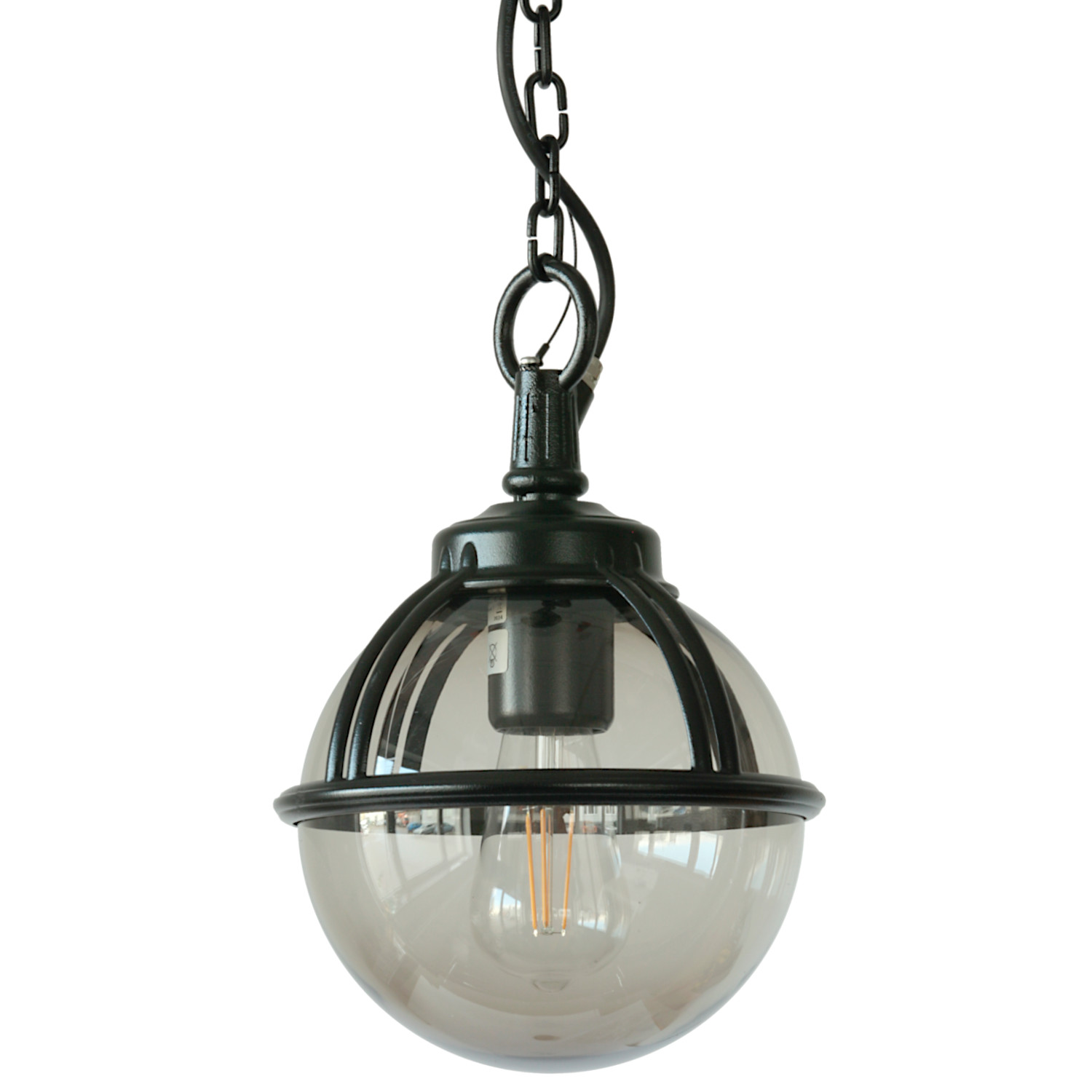 French Globe Pendant Light Boreal: Abgebildet in Schwarz mit Rauchglas