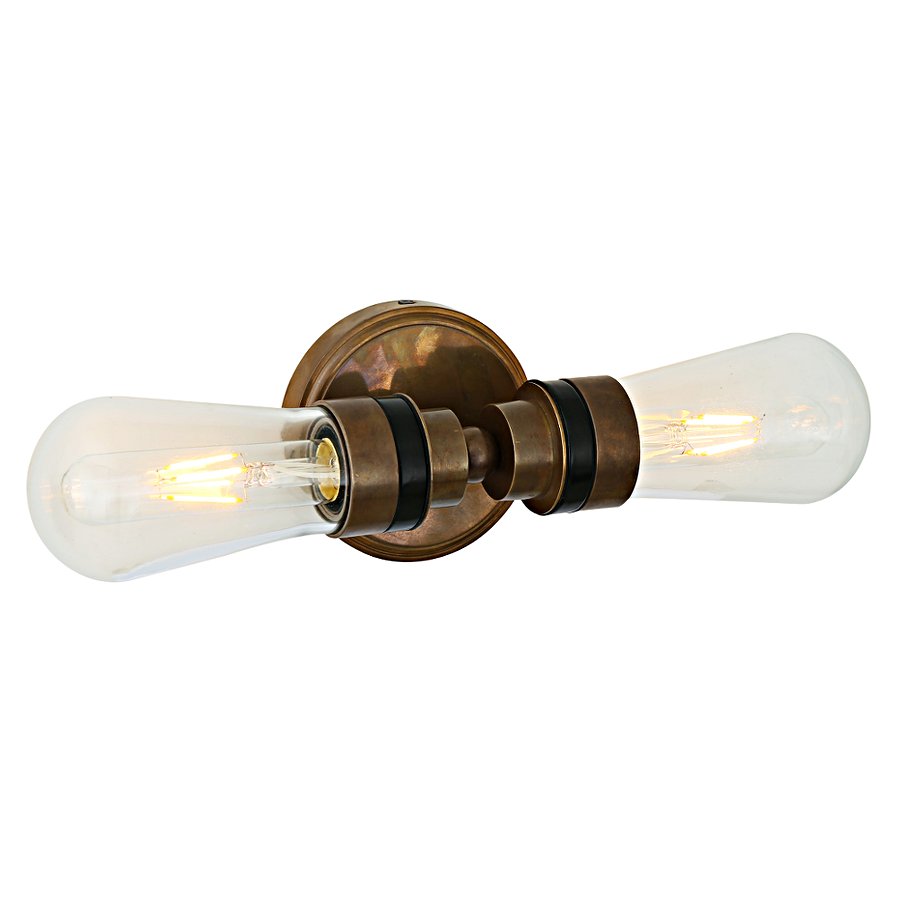 Two-flame glass bulb wall light Arac with IP65