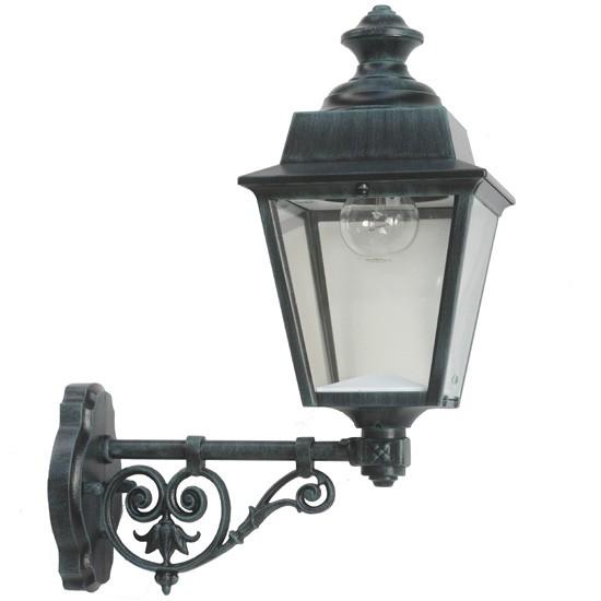 Bild 3: Kleine Wandleuchte Chenonceau mit nostalgischem Wandarm, nach oben gerichtet, Grünspan Kleine Außen-Wandleuchte Chenonceau mit nostalgischem Wandarm: Kleine Wandleuchte Chenonceau mit nostalgischem Wandarm, nach oben gerichtet, Grünspan