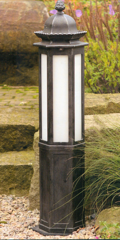 Hand-Forged Bollard Light with Opal Glass AL 6696