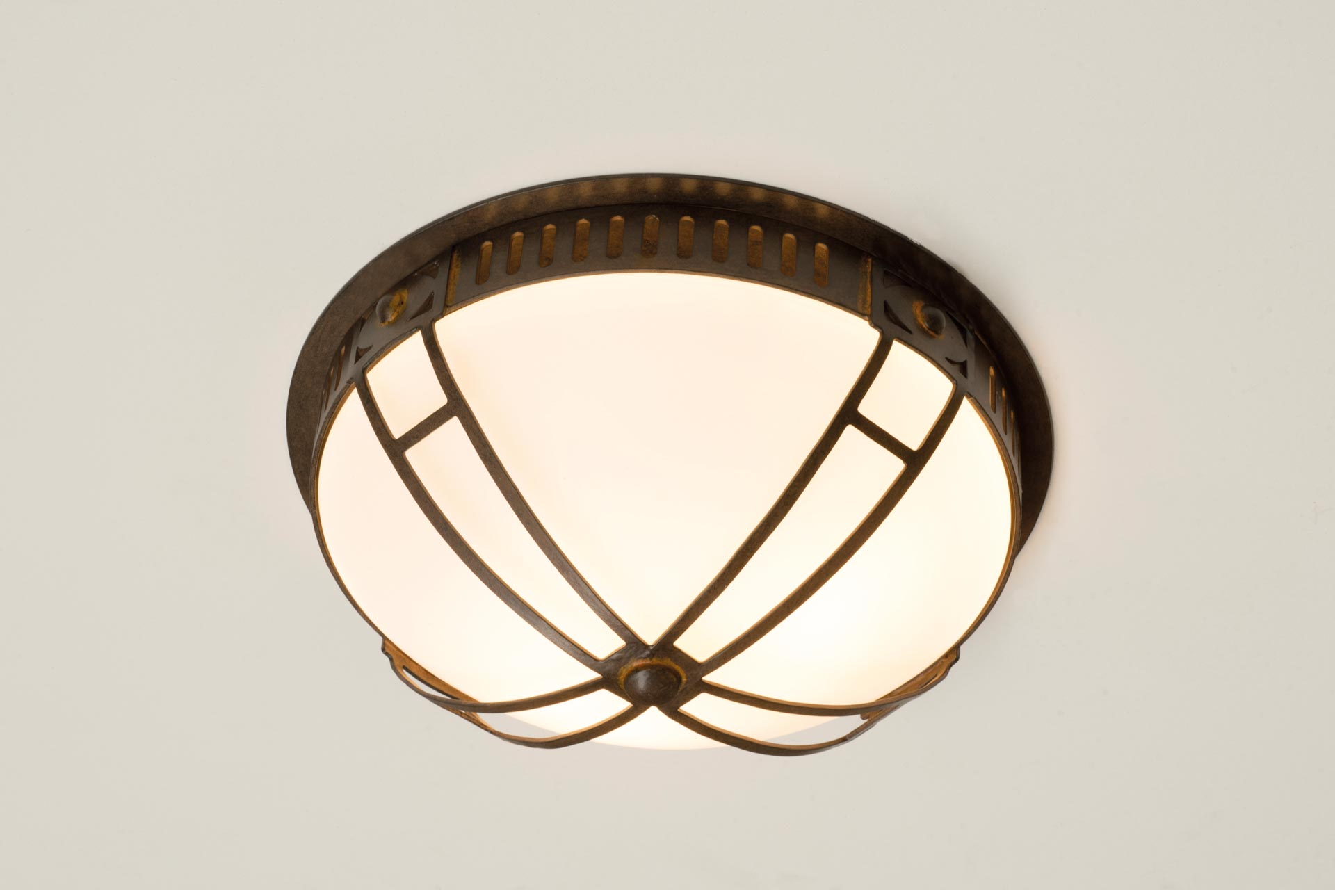 German Art Nouveau Style Outdoor Ceiling Light with Opal Glass Bowl DE 2578-A, Fig. 2