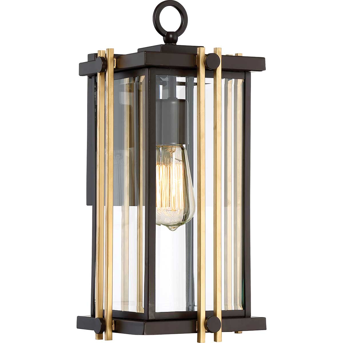 Mid-Century Outdoor Wall Light With Gold-Coloured Accents, 42 cm