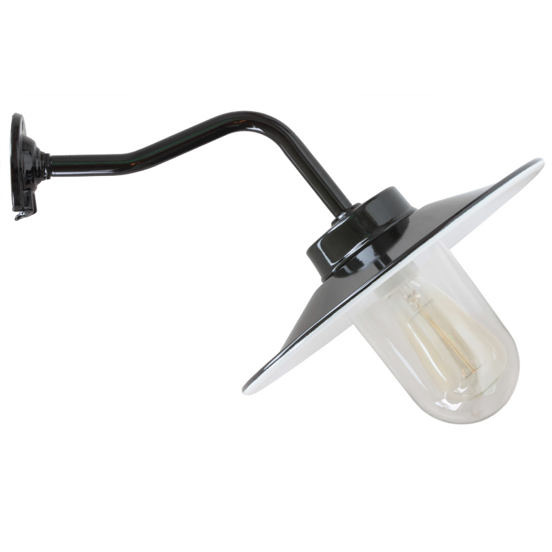 French Barn Lamp with Enameled Shade 38-20, black
